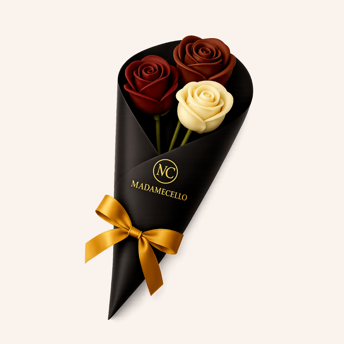 Bouquet Clásico de Rosas de Chocolate (Ramo elegante con acabado premium) (3 Rosas)